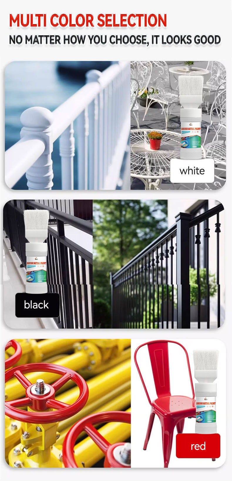 Metal Brush Paint Iron Door Window Railing Anti-Rust Water-Based Paint Balcony Renovation Color Change Coating Coloring