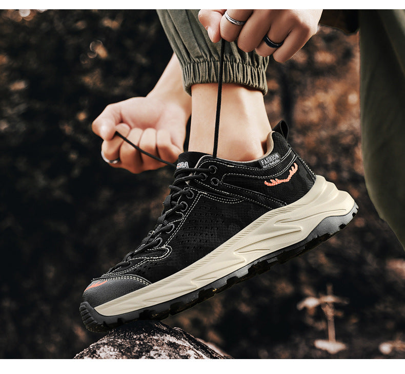 New Thick-Soled Height-Increasing Hong Kong Style Dad Shoes Trendy Retro Outdoor Non-Slip Hiking Shoes Sports Casual Shoes Men's Shoes