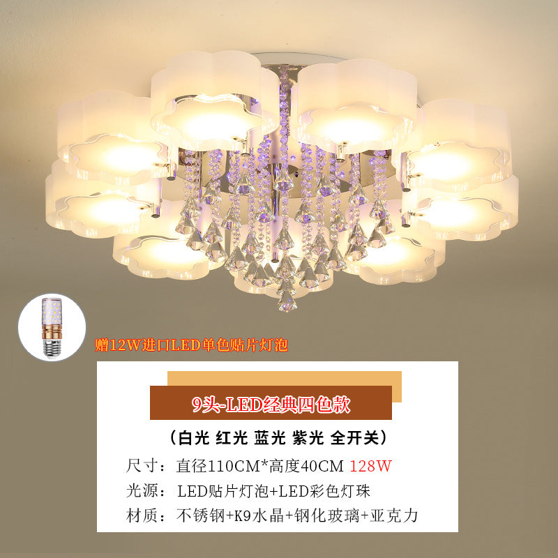 Living Room Lamp Crystal Lamp LED Ceiling Lamp Round Bedroom Lamp Simple Modern Elegant Home Dining Room Balcony Lighting