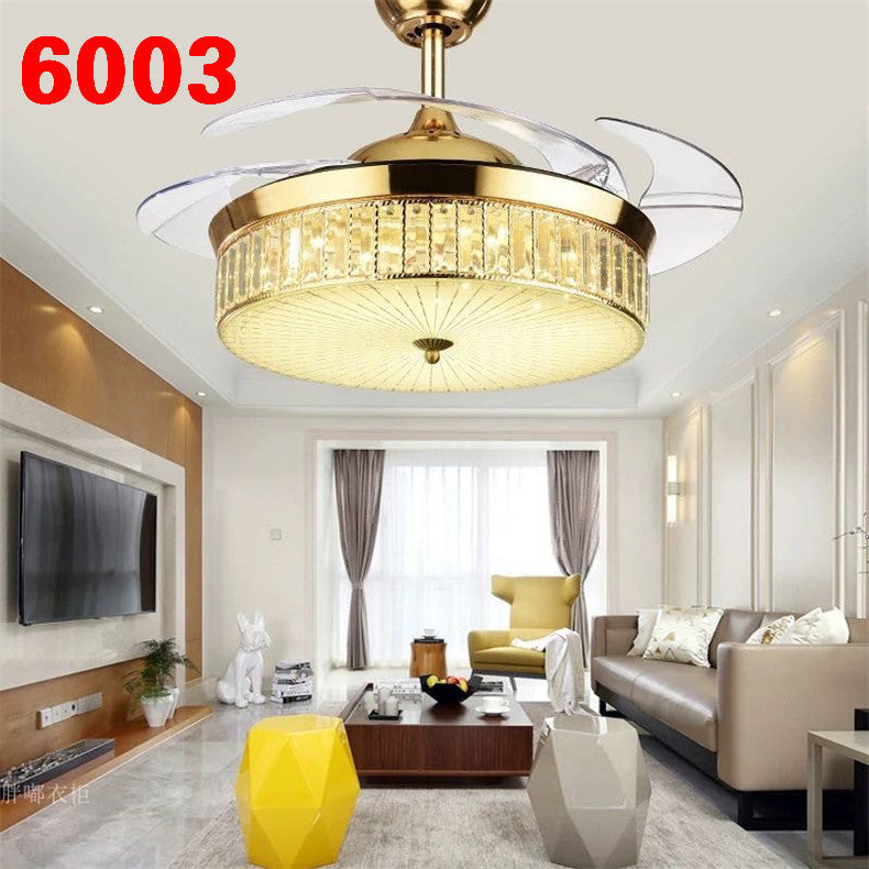 Invisible Fan Light Remote Control led Fan Chandelier Home Electric Fan Lamp scandinavian Iron Restaurant Lamp Crystal Ceiling Fan Lamp