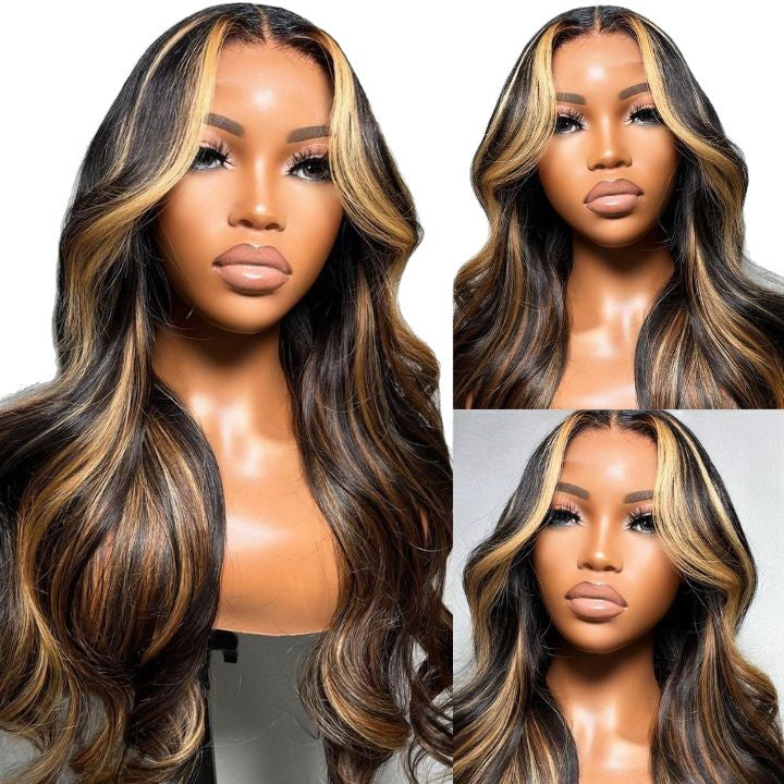 Highlight Ombre Lace Front Wig 13x6 Wavy Lace Glueless Wig