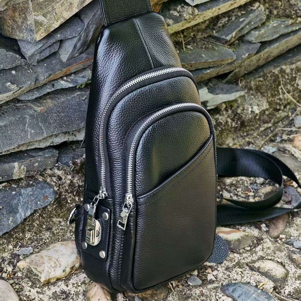 Anti-theft Bag Cowhide Chest Bag Password Lock Outdoor Sports Genuine Leather Single Shoulder Crossbody Bag Anti-theft Password Lock