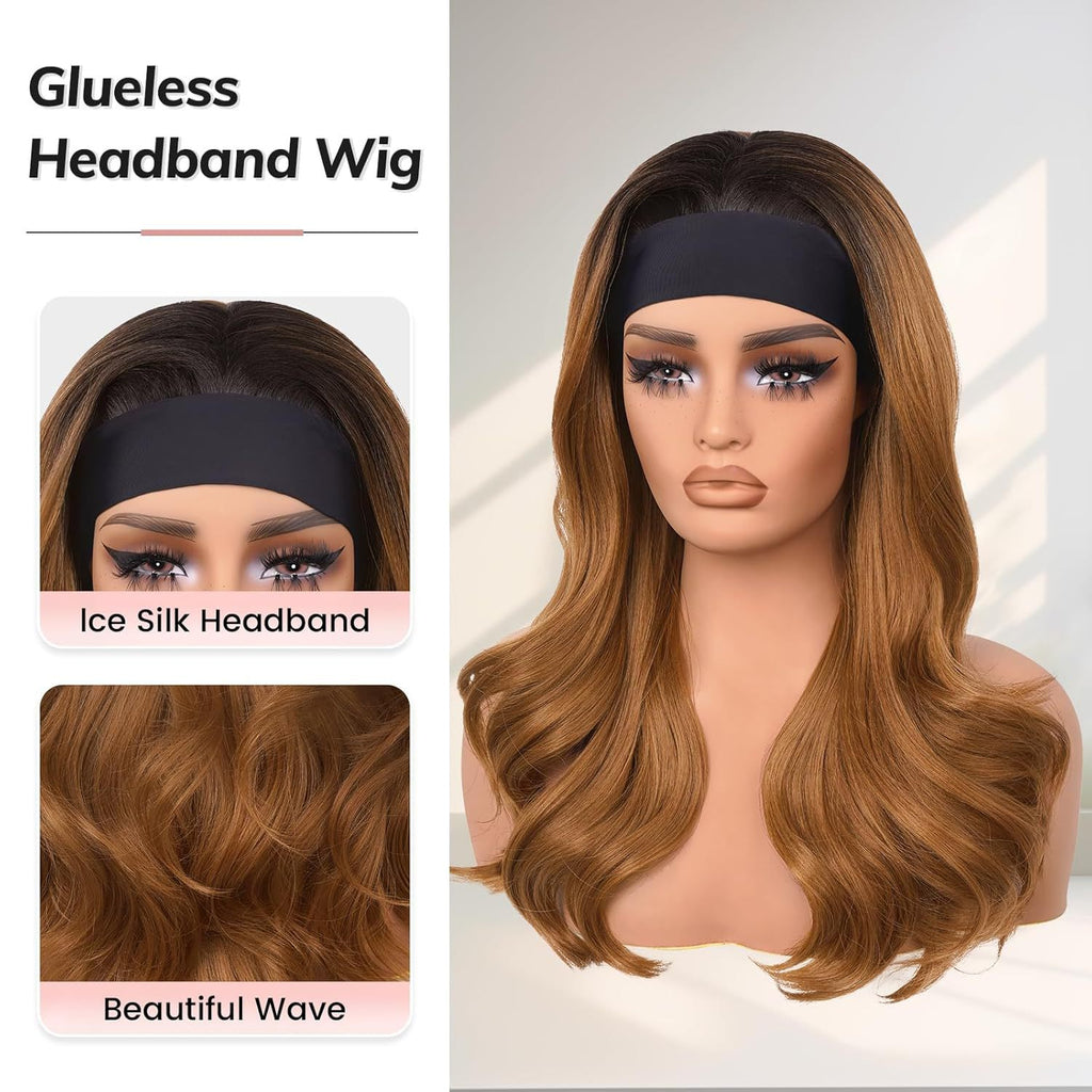 Afro Body wave Large Curly Hair Ribbon Hairband Curly Hair Glueless Synthetic Wig