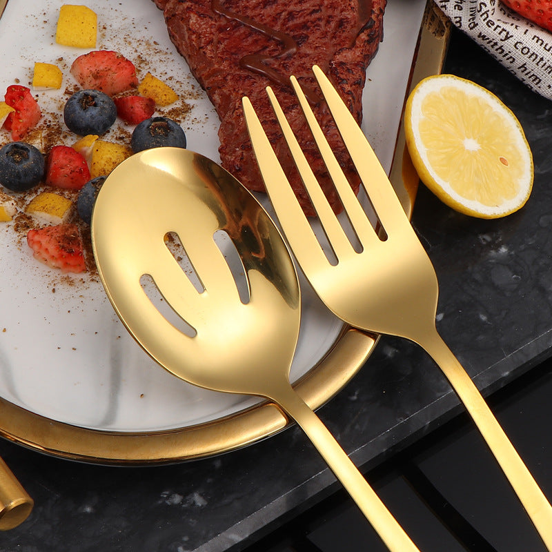 1010Stainless Steel Public Tableware Salad Dessert Spoon Fork Hotel Restaurant Self-service Spoon Fork Set