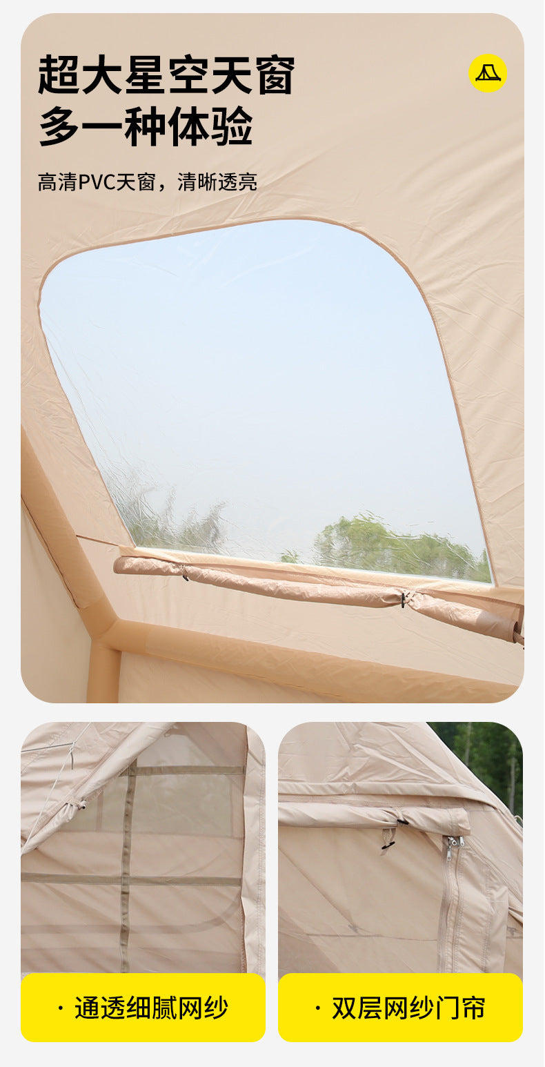 6㎡Camp Single Layer Inflatable Tent Outdoor Camping Rainproof Family Camping3-4Rooftop Tent for Camping and Home Use