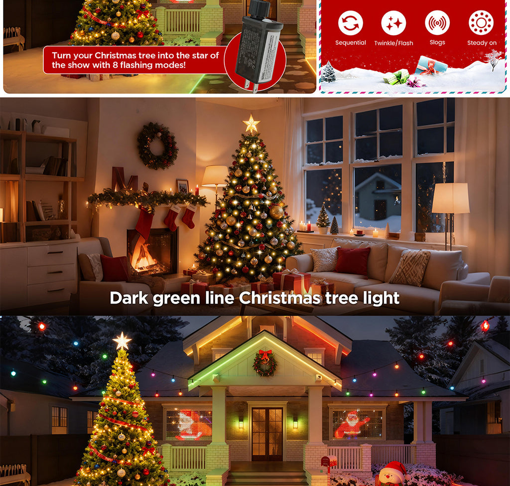 Christmas Tree Lights Christmas Garden Decoration Lights RGB Lighting Linear Light Waterfall Tree Clothing Hanging Tree Light LED New Product