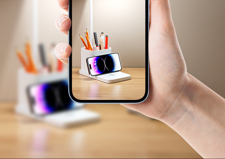 New LED Study Desk Lamp Wireless Charging Lamp Desk Pen Holder Lamp Bedroom Night Light Office Eye Protection Desk Lamp