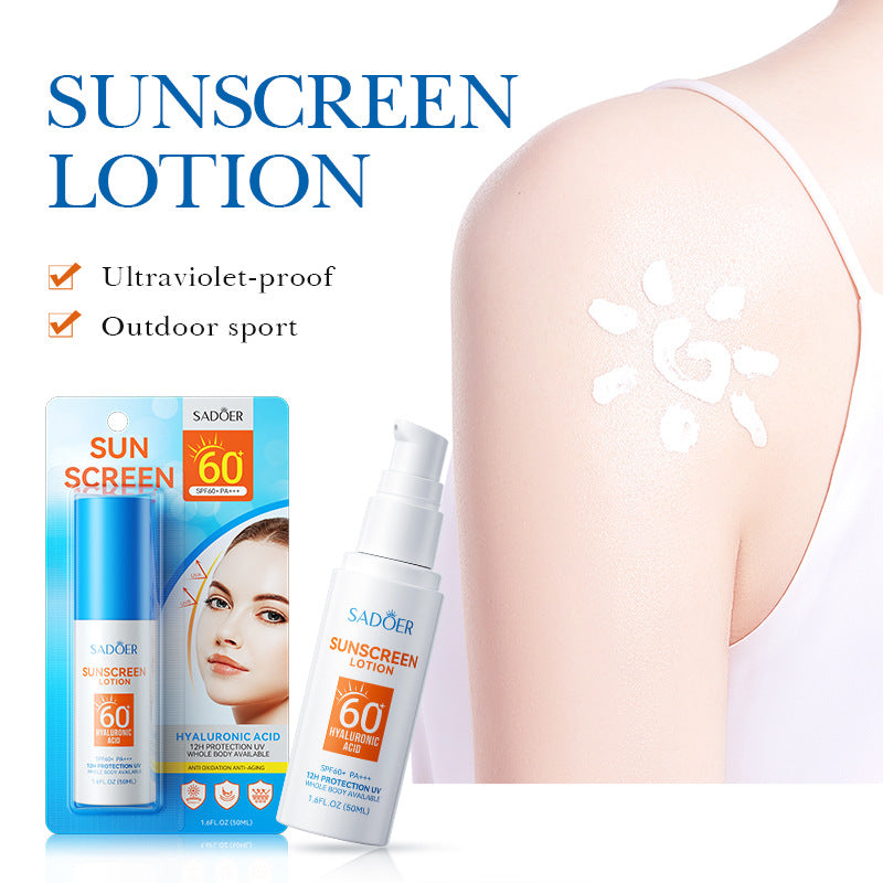 Hyaluronic Acid Sunscreen SADOER Uv Protection SPF60+Isolation Sunscreen Lotion Cross-Border Wholesale