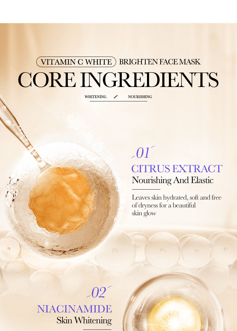 VC Whitening Mask BIOAOUA Vitamin C Hydrating, moisturizing, and brightening skin tone cross-border wholesale