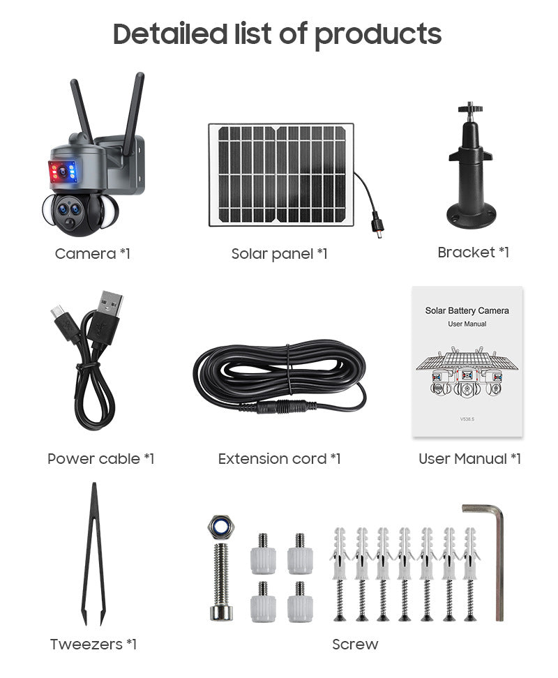 4G Solar Wide Angle Camera15Zoom6MP HD panoramic binocular camera for outdoor use