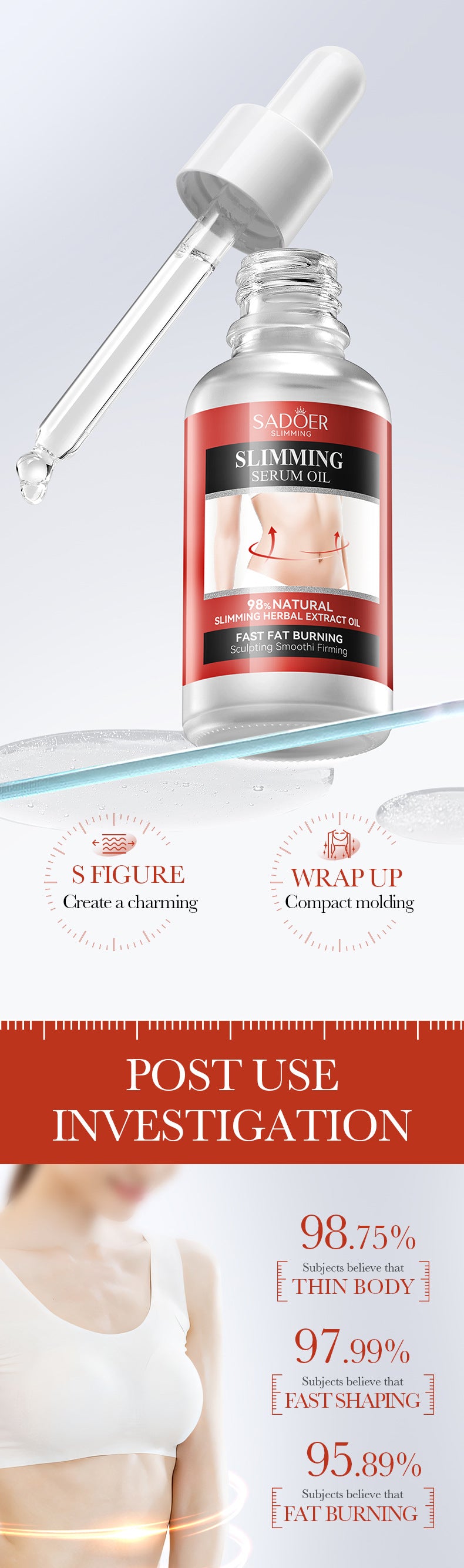 Full English Shaping Essence Oil30mlSADOER Slimming Body Shaping Firming Body Massage Cream  Wholesale