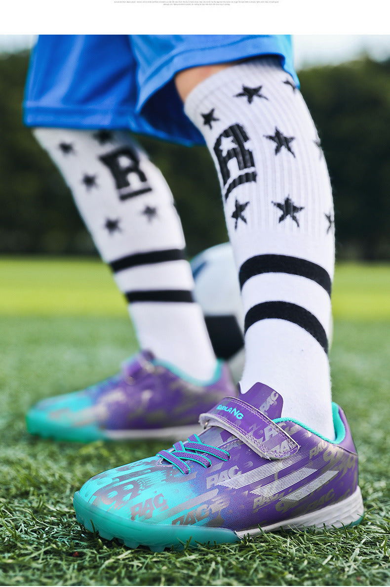 New Children's Magic Sticker Broken Nail Training Football Shoes Girls Boys Primary School Students Competition Training Sneakers