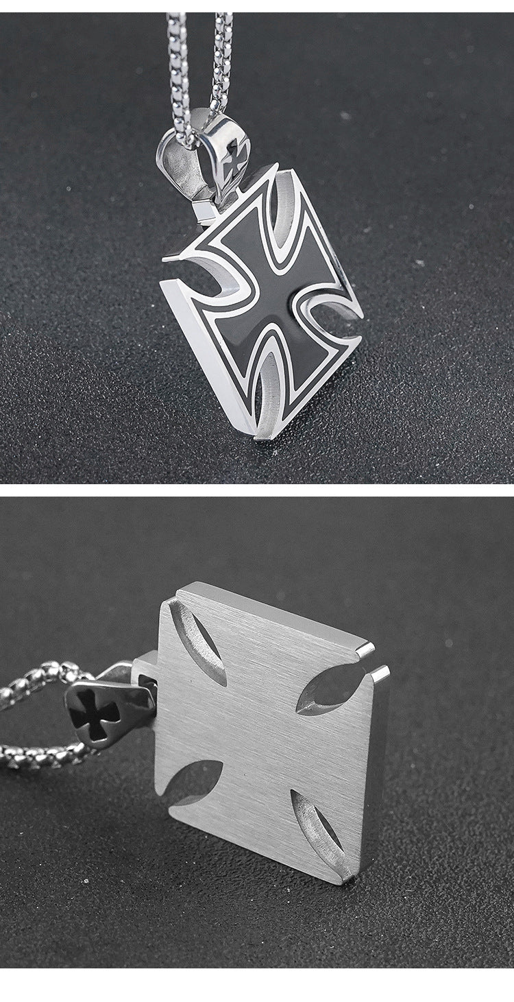 Hot Fashion Hip-Hop Versatile Titanium Steel Cross Pendant Personality Unisex Casual Couple Stainless Steel Necklace