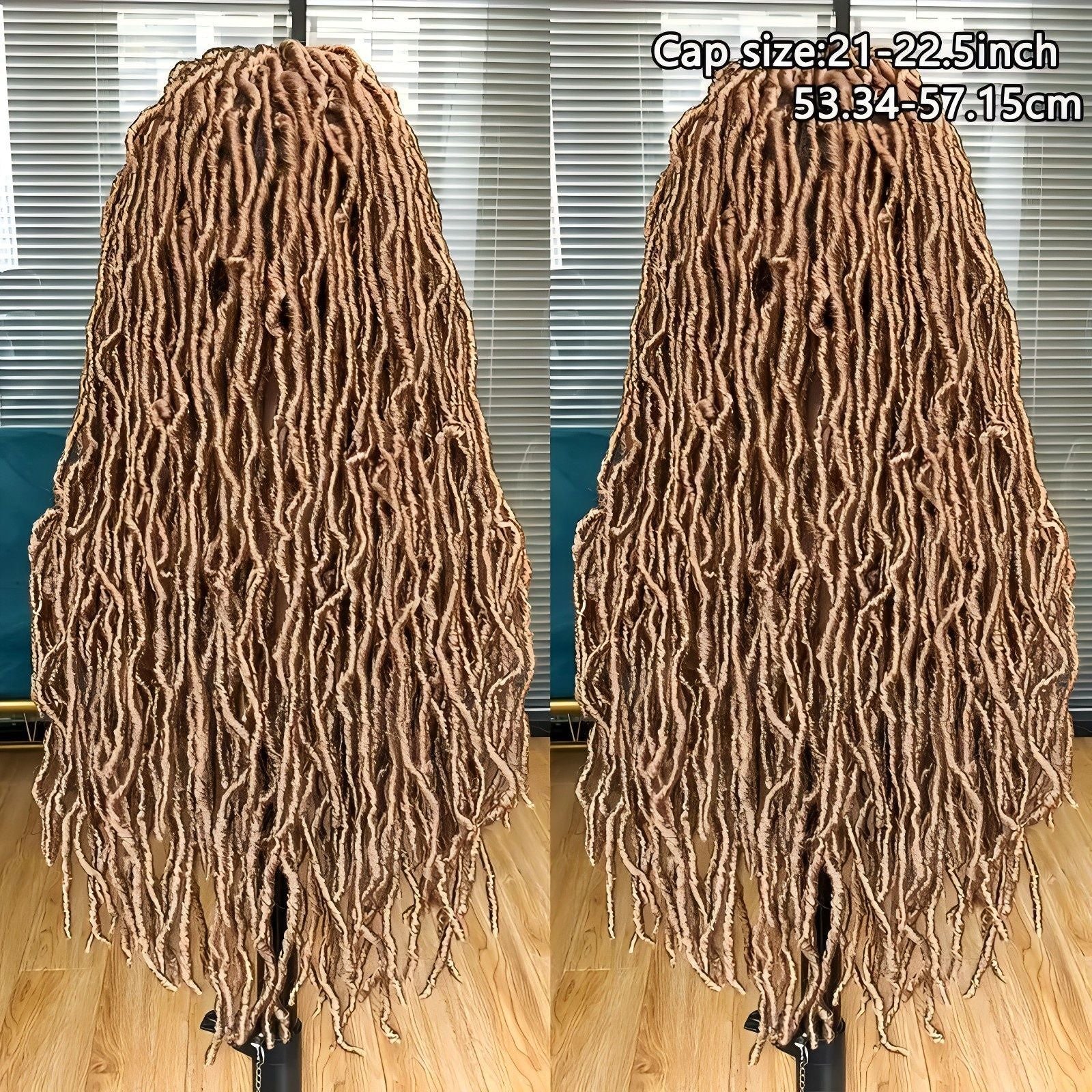 Foreign Trade Cross-Border European American African Wig Synthetic Full Lace Earthworm Curved Head Wig Faux Locs Full Lace