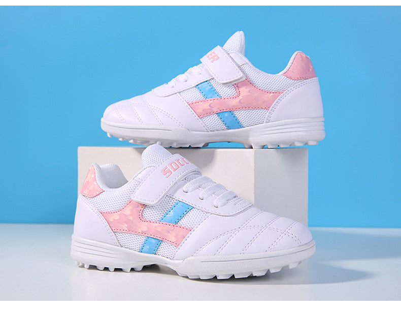 New football shoes for men and women with Velcro for children TF Broken Nail Style Youth Student Grassland Flat Training Shoes