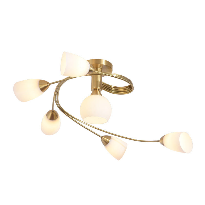 All-Copper Small Living Room Lamp Nordic Light Luxury Dining Room Copper Lamp Post-Modern Personality Creative Molecular Lamp Study Bedroom Lighting