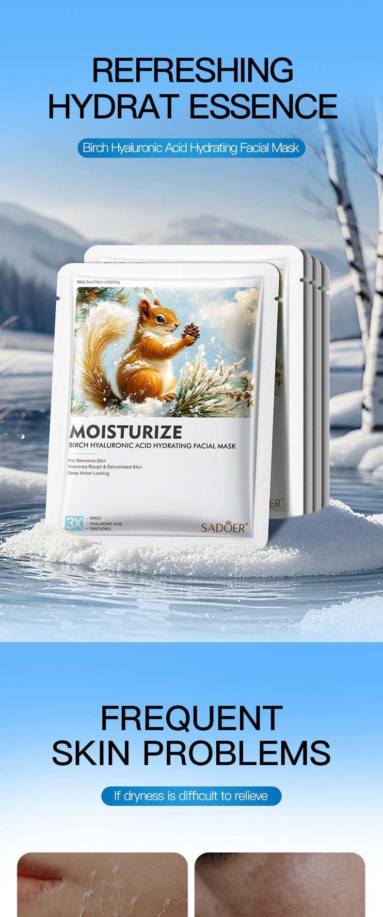 Full English Birch Hyaluronic Acid Hydrating Mask SADOER Moisturizing and hydrating face masks  wholesale