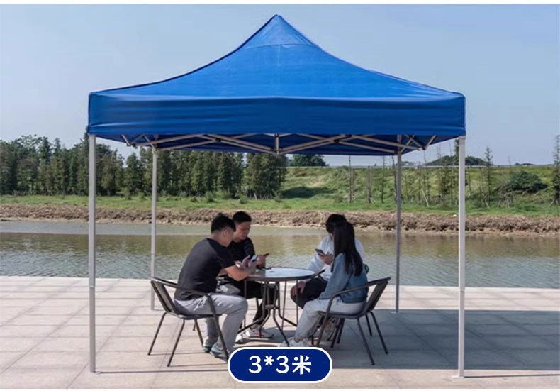 Four-corner Outdoor Tent Advertisement3*3Telescopic Folding Sunshade Large Umbrella Four-Legged Umbrella Canopy Parking Rainproof Shelter Stall Setup