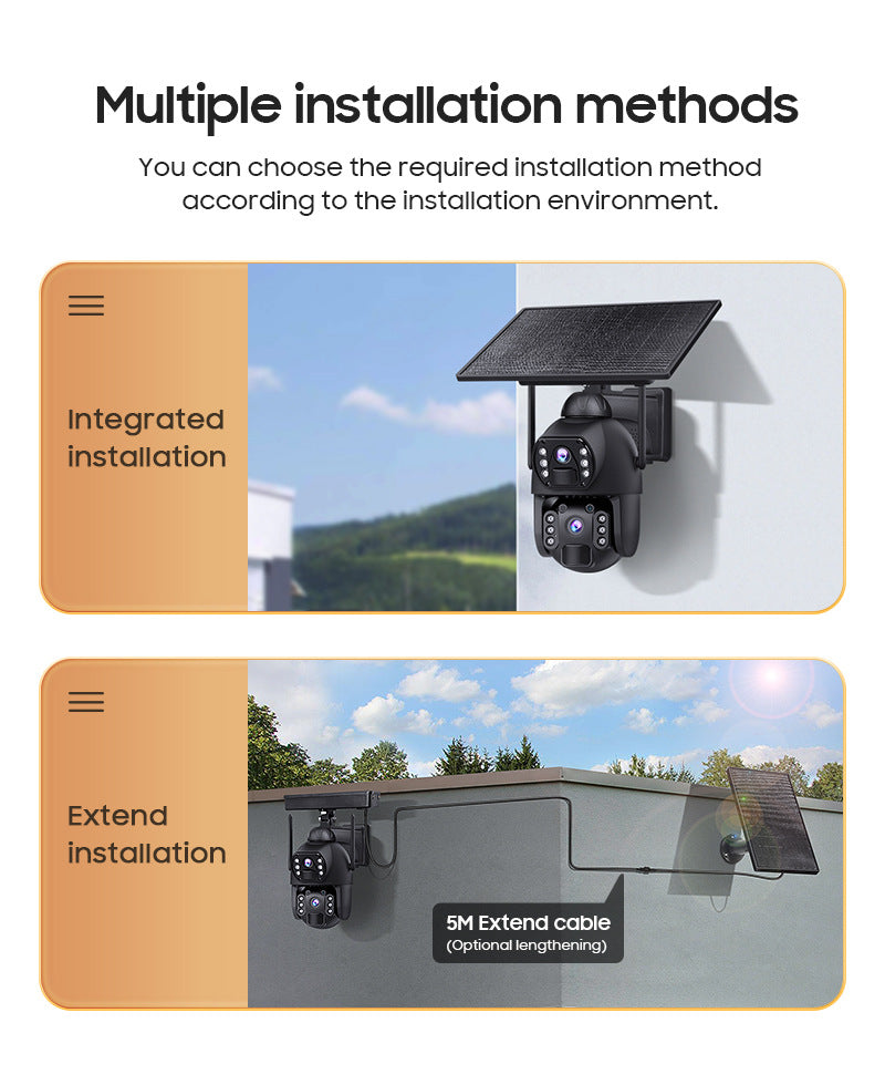 New Product AOV Low Frame Rate All Day Recording Surveillance4G Hd600MP Solar-powered Gun Ball Linked Camera