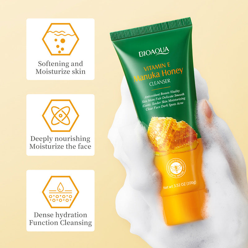 Honey Facial Cleanser100gBIOAOUA Vitamin E Deep Cleansing Facial Cleanser Cross-Border Foreign Trade Wholesale