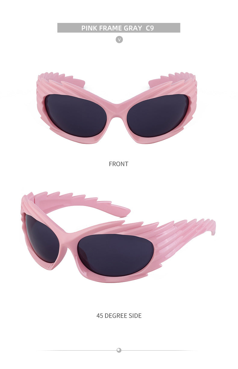 Europe and America Y2K Millennium Windproof Sunglasses for Women Trendy Personality Irregular Shape Sun Protection Sunglasses for Men Cycling Sports Glasses