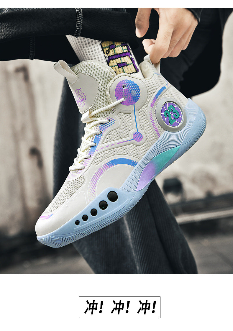 Spring Festival New Couple Casual Basketball Shoes Fashion Combat Boots Wear-resistant Shock-absorbing Campus Student Training Competition Sneakers