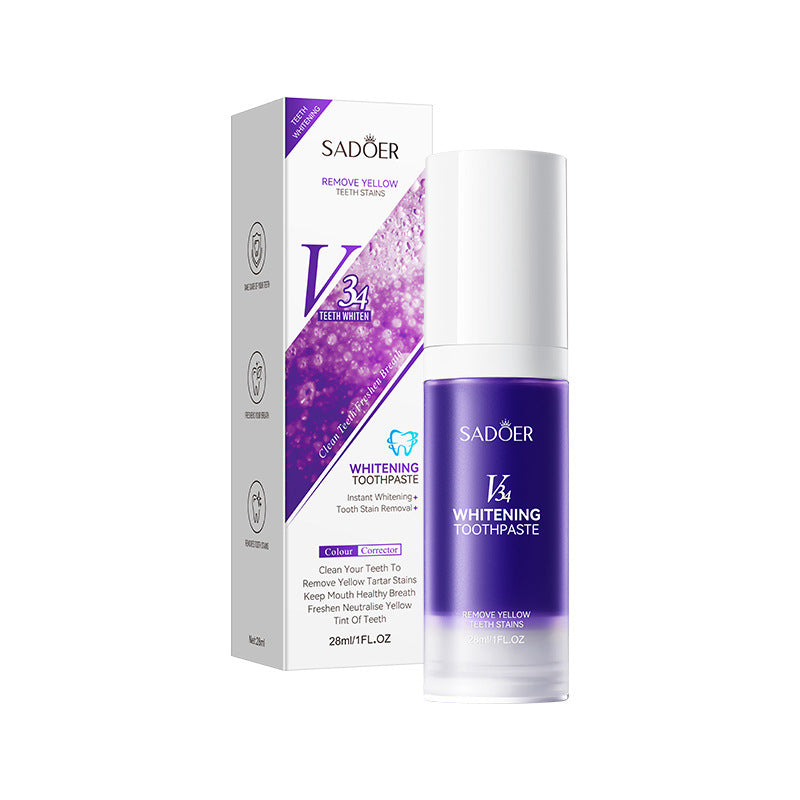 V34Whitening Toothpaste28ml SADOER Clean Teeth Clean Toothpaste Cross-Border Foreign Trade Wholesale