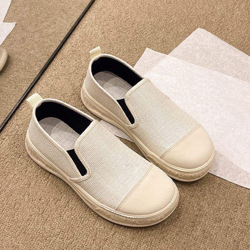 Women's Shoes2025New Trendy Fashionable Canvas Shoes Slip-On Student Shoes with Thick Sole