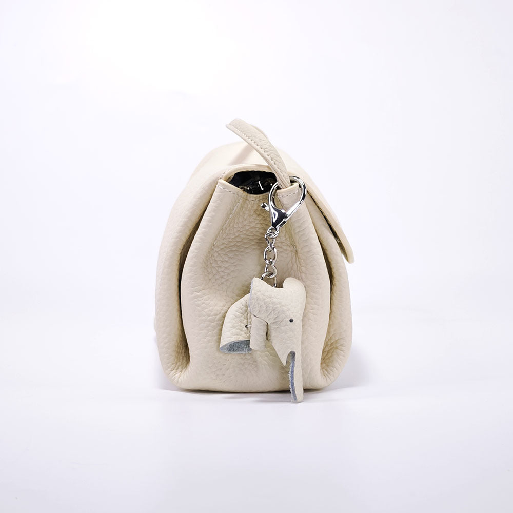 Genuine Leather Small Square Bag Daily Simple Women's Bag2025New Casual Little Elephant Commuting Versatile Cover Head Single Shoulder Crossbody Bag