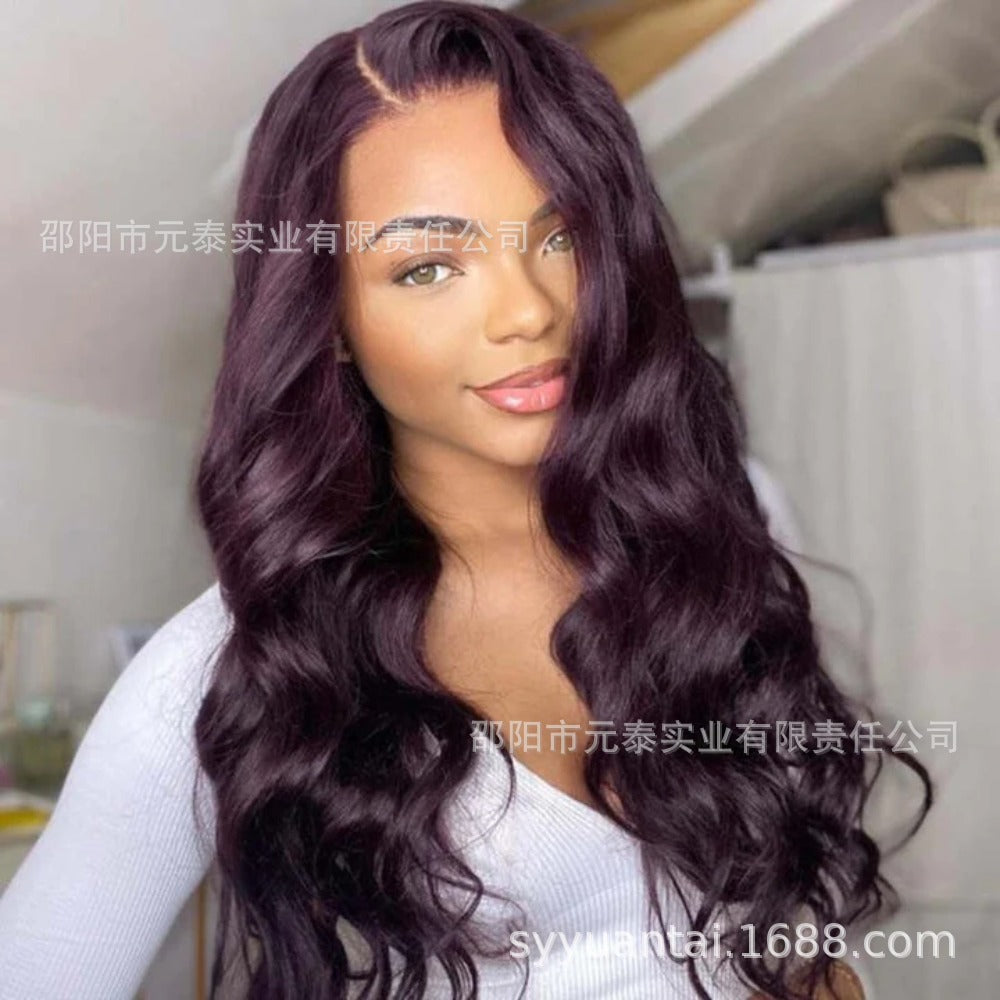 European and American Fashion Mixed Color Big Wave Synthetic Lace Front Wig Long Curly Wig Manufacturer Sale