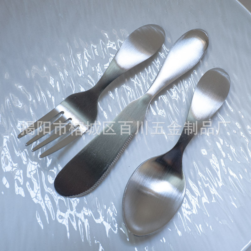 1-5Recommended for One-Year-Olds: Short Wide-Handle Toddler Spoon for Kindergarten, Milk Powder, Dessert Spoon, and Fork304Stainless Steel Dinner Knife