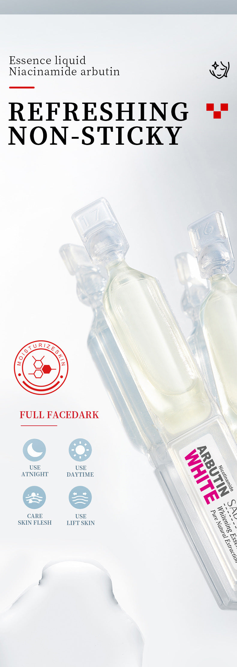 Niacinamide Whitening Ampoule Serum SADOER Arbutin Hydrating and Brightening Essence Cross-Border Wholesale