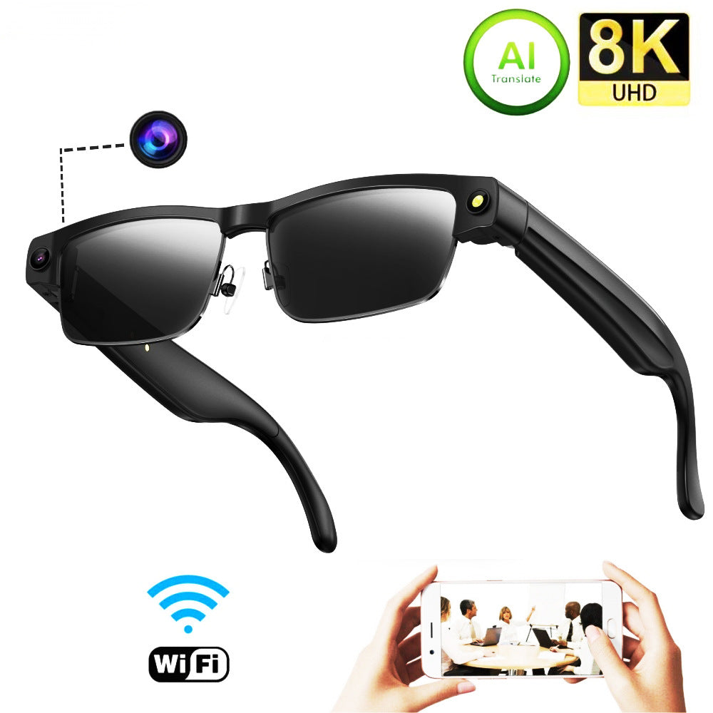 L802Smart Glasses800100 Megapixel Camera with Image Stabilization1200P Video Recording Half Frame Color Changing Sunglasses Translation