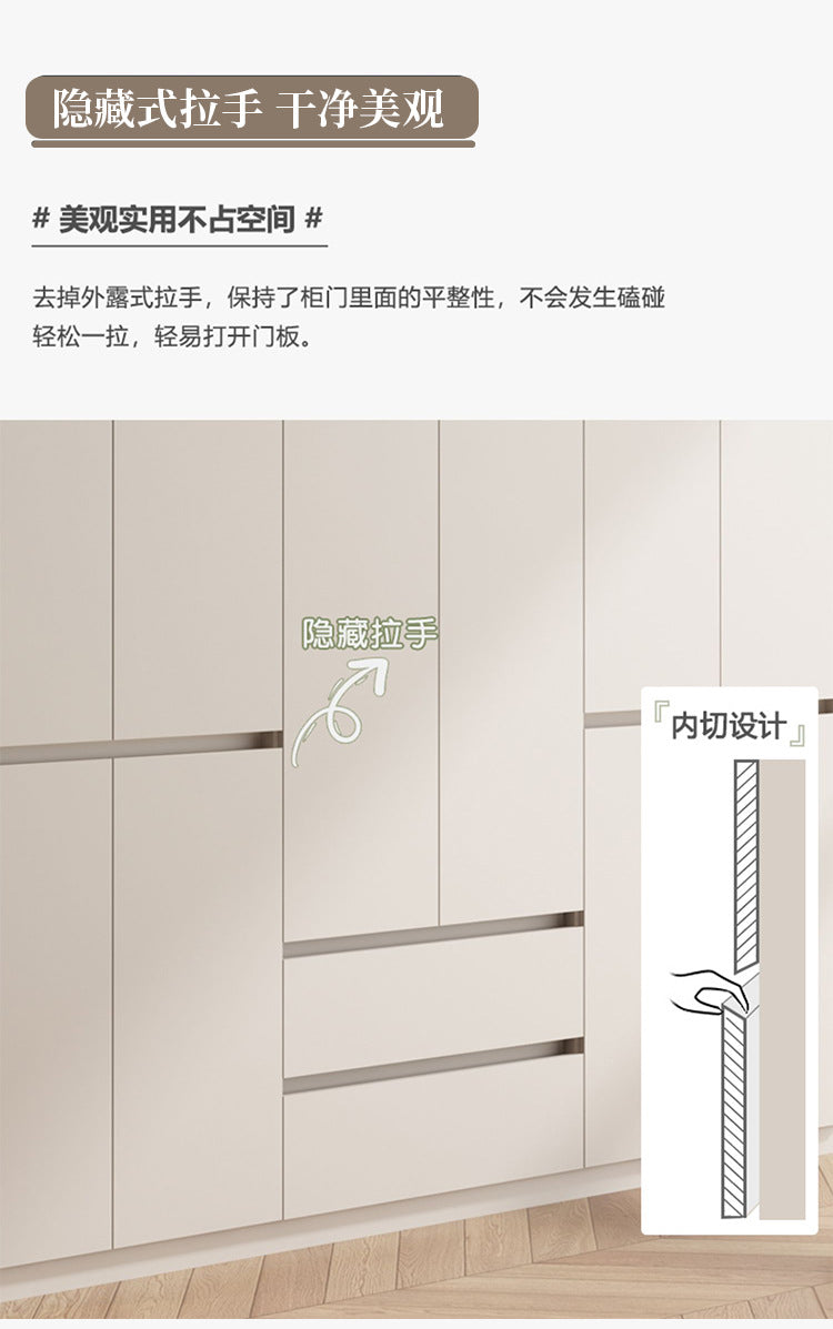 2025New Cream Style Wardrobe for Home Bedroom, Segmented Simple Modern Storage Cabinet, Large Coat Closet