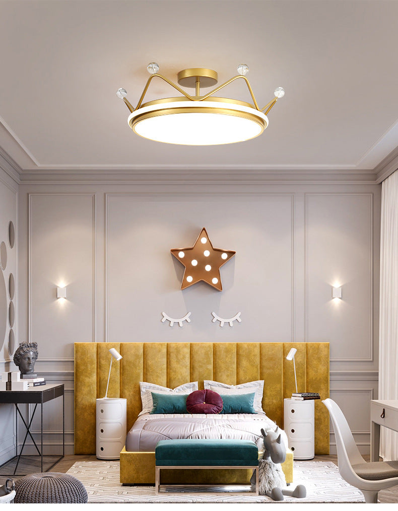 Children's Room Crown Ceiling Lamp led Room Bedroom Lamp Iron Art Boys Girls Energy-saving Eye Protection Cartoon Lamp Wholesale