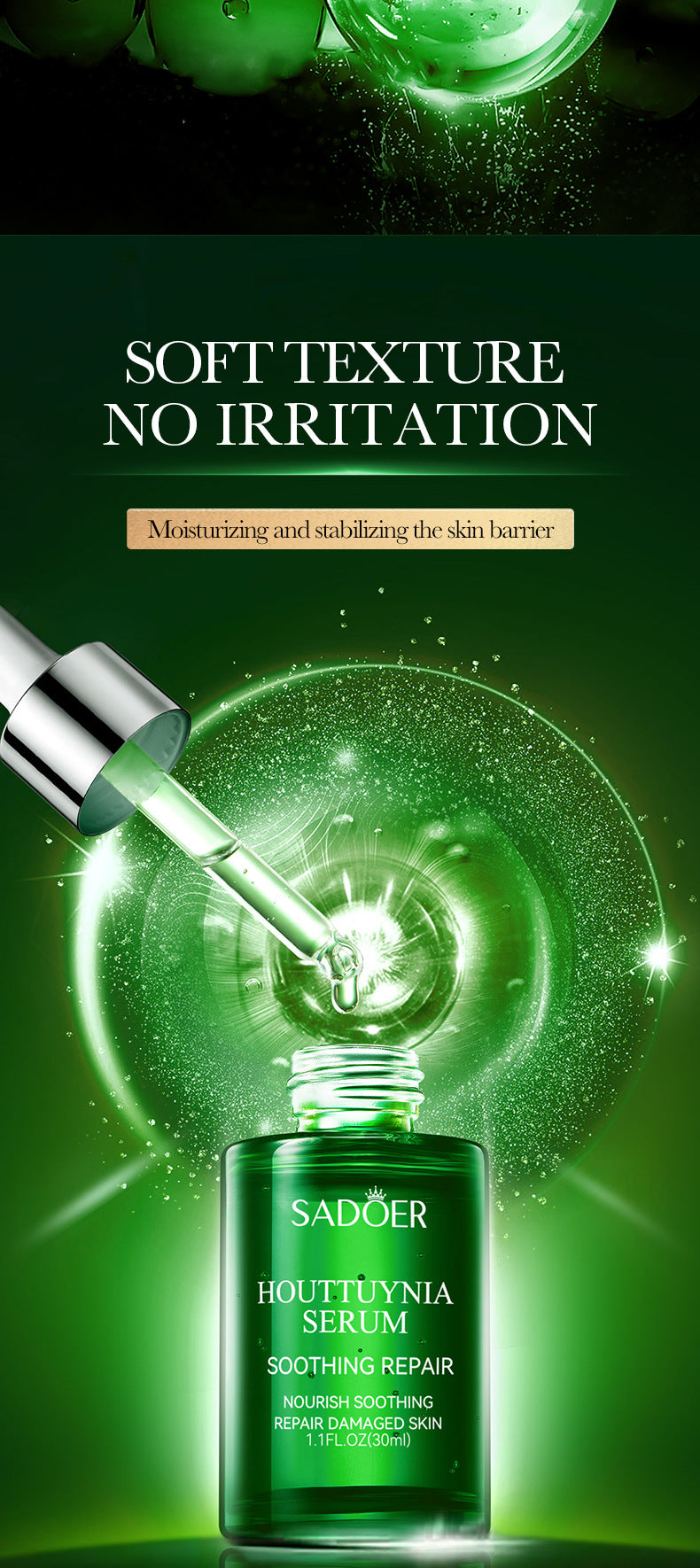 Houttuynia Cordata Essence30ml SADOER Hydrating, rejuvenating, moisturizing, and nourishing cross-border wholesale