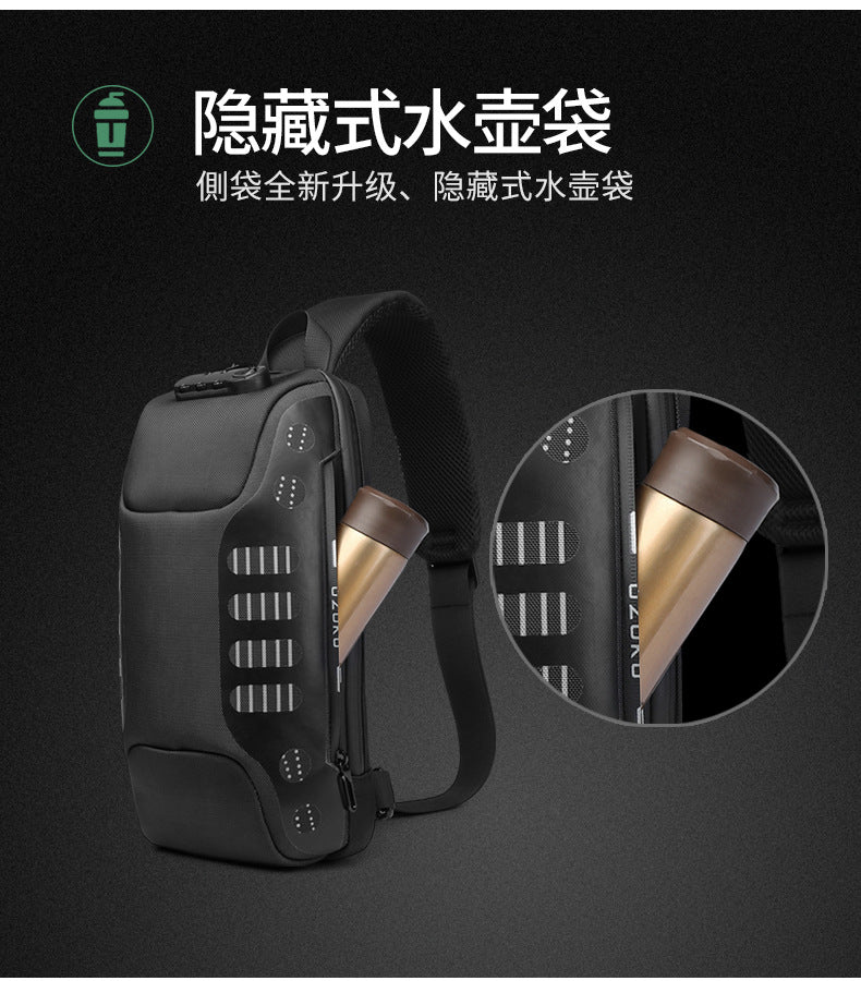 OZUKO Men's Chest Bag Anti-Theft Waterproof Chest Bag Trendy Fashion Crossbody Bag Large Capacity Business Shoulder Bag