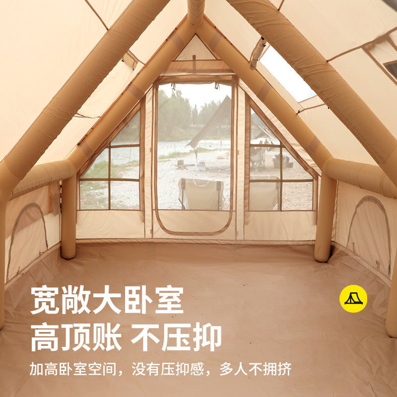 6㎡Camp Single Layer Inflatable Tent Outdoor Camping Rainproof Family Camping3-4Rooftop Tent for Camping and Home Use