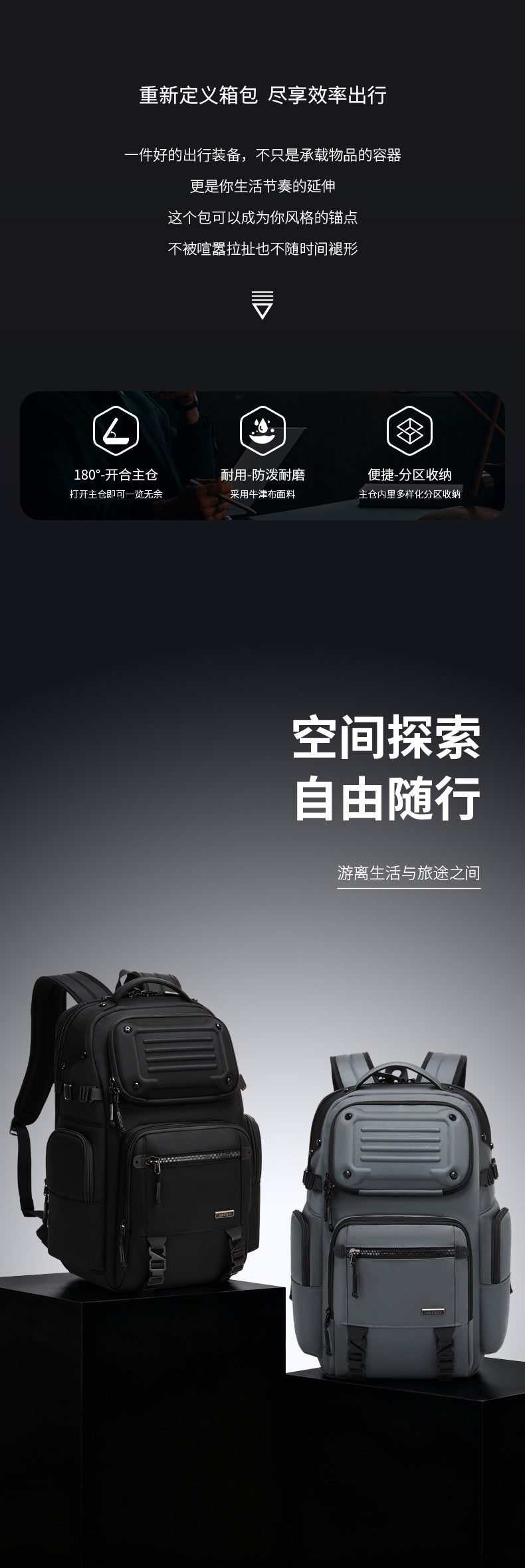 ozuko Business Backpack Men's Large Capacity Waterproof Computer Bag15.6Men's Commuter Backpack with High-End Feel