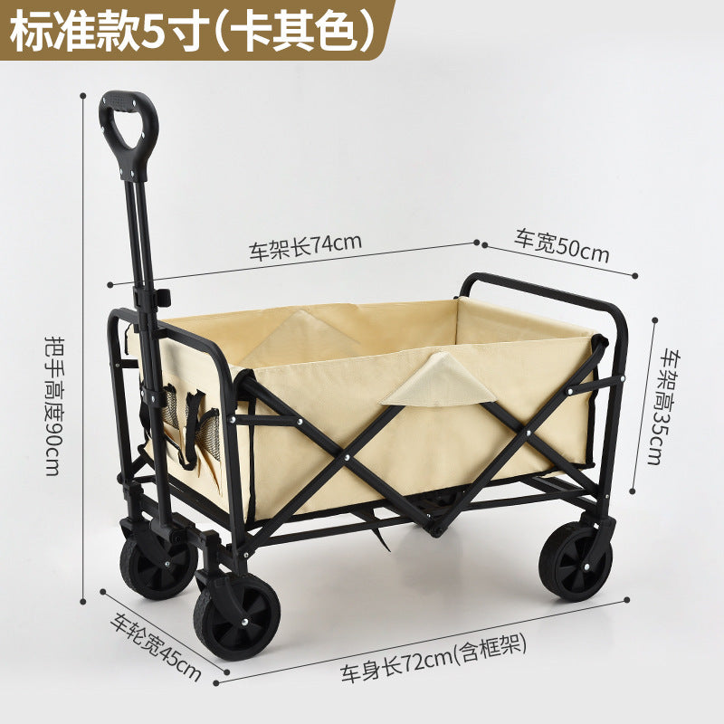 Camping Cart Outdoor Foldable Portable Flatbed Cart with Rear Opening, Liftable Table, and Stall Push Cart