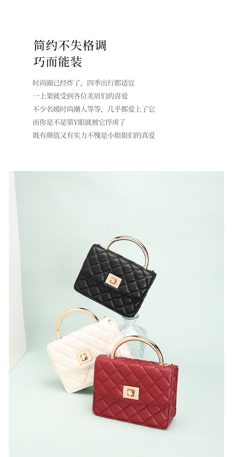 European and American Style Small Square Bag New Diamond Embroidery Women's Bag Niche Versatile Fashion Chain Crossbody Women's Bag Single Shoulder Small Square Bag