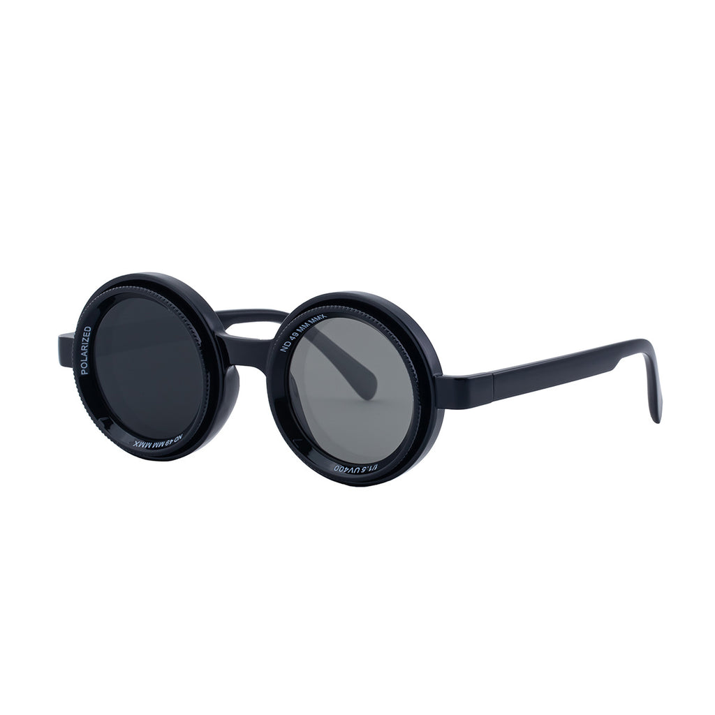 Nighttime Driving Glasses Round Frame ND Adjustable Zoom Men's Sunglasses2025New Polarized Sunglasses