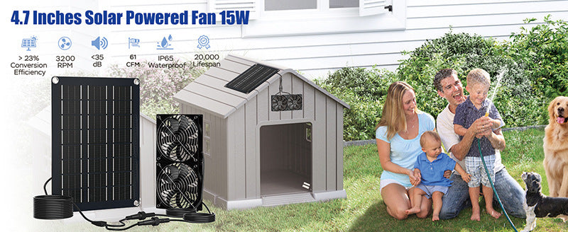 Exclusive Solar Photovoltaic Panel with Exhaust Fan Dual Fan Suitable for Backyard Chicken Coop Greenhouse Dog House Pet House