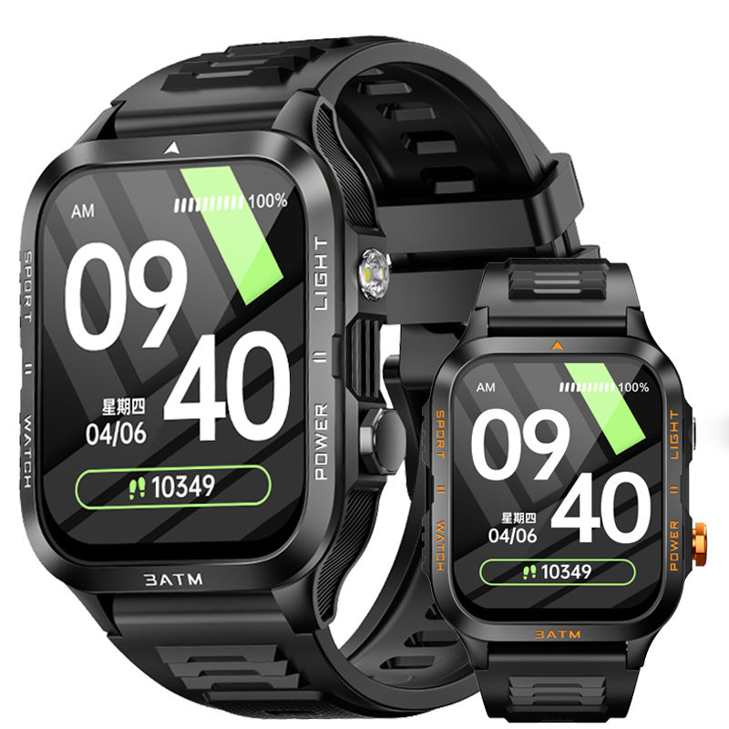 KT89Smart Watch Bluetooth Call True Heart Rate Step Sleep Flashlight Deep Waterproof Three-Proof Sports Reminder