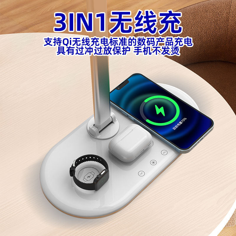 Customized Three-in-One Eye Protection Student Study Lamp Multi-Functional Wireless Charging Desk Lamp Bedside Desktop Reading Lamp