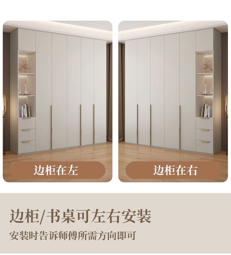 Cream Style Solid Wood Wardrobe Modern Simple Bedroom Storage Cabinet One Door to Ceiling Economical Small Apartment Home Large Wardrobe