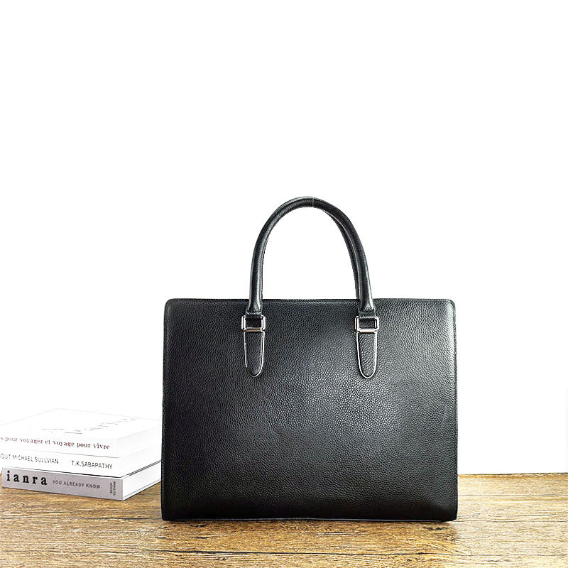 Anti-theft Fingerprint Lock Genuine Leather Briefcase Men's Business Handbag Commuting High-end Shoulder Crossbody Bag Fingerprint Unlock