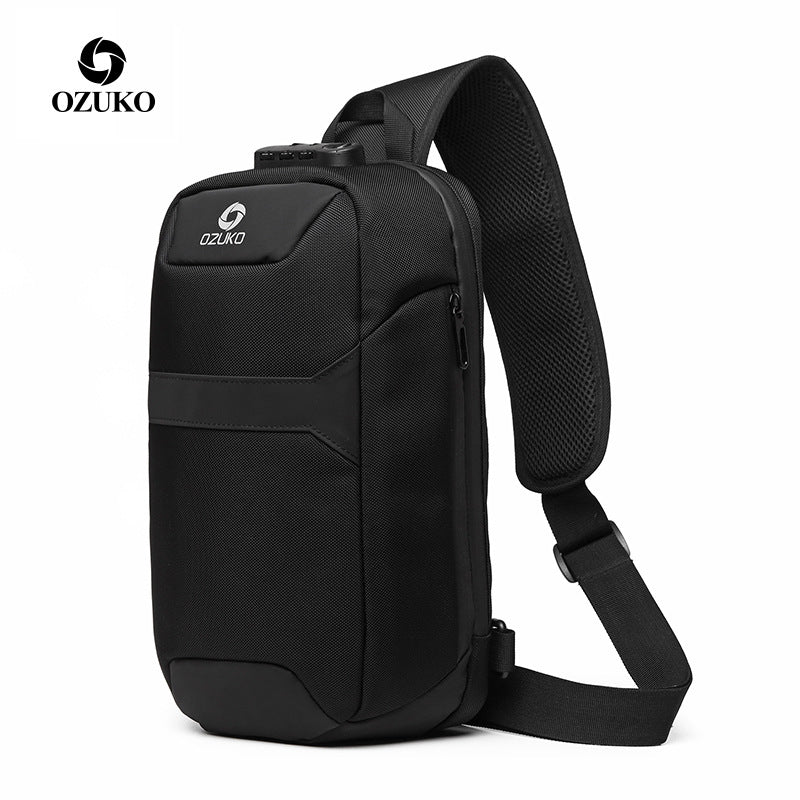 OZUKO Anti-theft Men's Chest Bag Waterproof Oxford Cloth Single Shoulder Crossbody Bag Chest Portable Multifunctional Trendy Bag