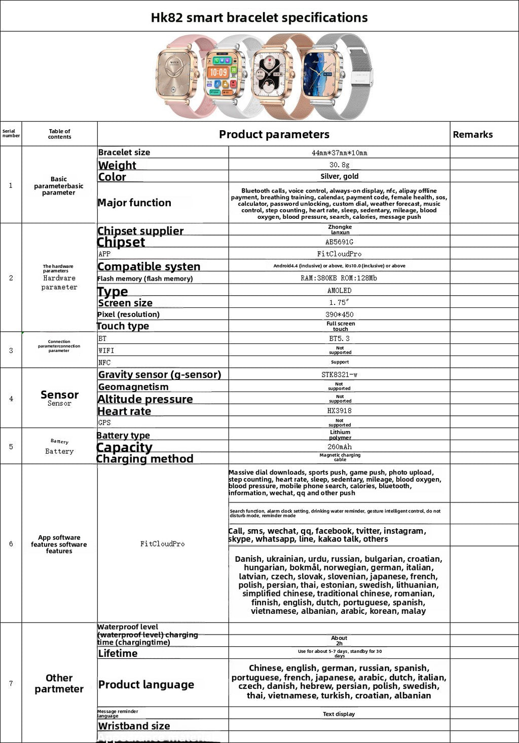 Smart Watch HK82Square AMOLED Screen Lady NFC Reminder sleep monitoring waterproof smart wearable