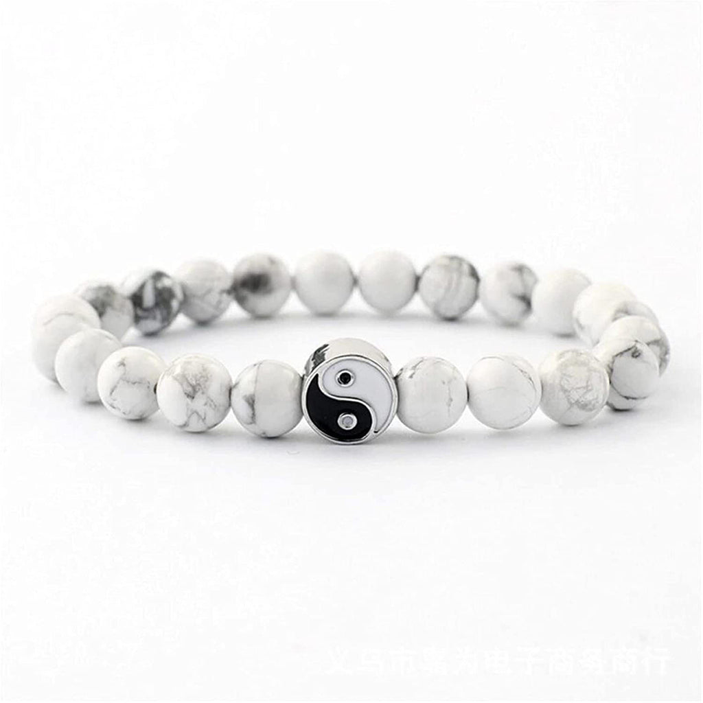 Tai Chi Bagua Bracelet Couple Gift8mm Beaded Natural White Turquoise Black Matte Chinese Style Yin Yang Tai Chi Bracelet